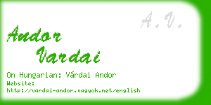 andor vardai business card